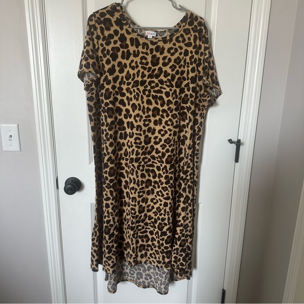 LulaRoe Carly Leopard Print Dress, 2x